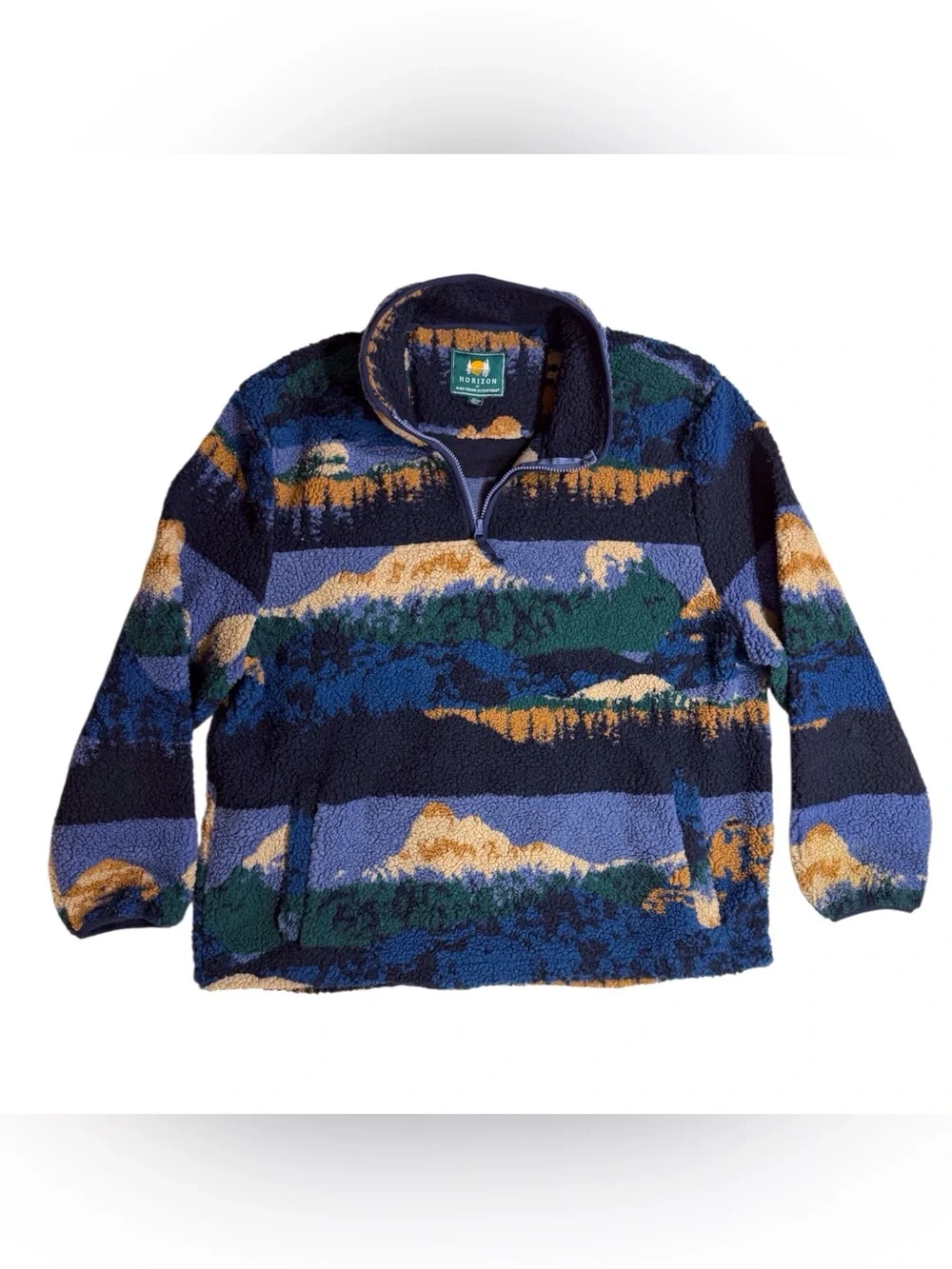 Horizon Bass Creek Outfitters mountain landscape sherpa fleece pullover mens XXL